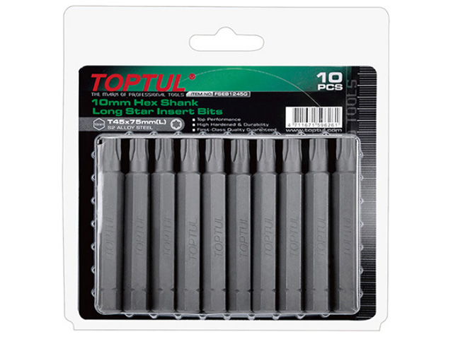 Насадка TORX T50 75мм LONG 10шт блистер TOPTUL (FSEB1250G)